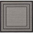 thumbnail image 1 of Unique Loom Outdoor Collection Transitional Indoor & Outdoor Casual Solid Tonal Border Area Rug, 6' Square, Gray/Black, 1 of 6