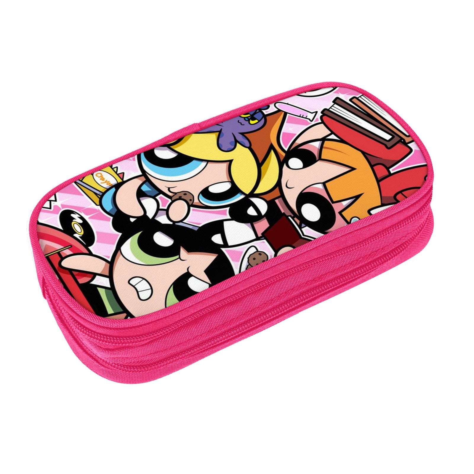The Powerpuff Gi-rls Pencil Case Large Capacity Pencil Pouch Pen Bag Office Stationery Organizer Travel Makeup Bag Pink