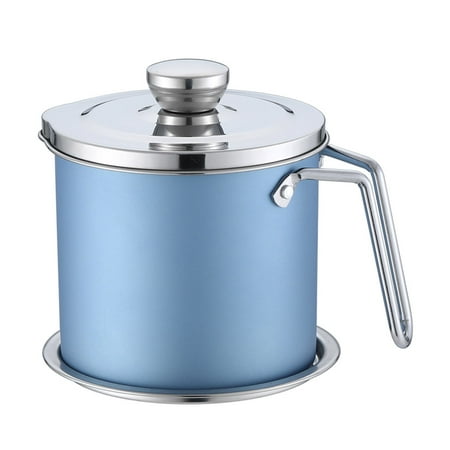 

Bacon Grease Container 1.9L Cooking Oil Storage Can with Strainer Oil Strainer Potfor Storing Cooking Grease(Blue)