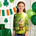 thumbnail image 4 of Tauxra Chandail de la Saint-Patrick pour Adultes, Chandail à Col Rond Imprimé à Manches 3/4, T-Shirt Décontracté à Manches Longues avec Graphique de Trèfle pour Activités Festives, 4 of 6