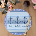 thumbnail image 3 of Ocean Archor Round 13 Inch Placemats Set of 6, Summer Rustic Nautical Coastal Beach Blue Stripes HeatResistant Non Slip Place Mats for Dining Table, Wipeable Kitchen Table Mats for Housewarming, 3 of 9