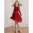 thumbnail image 5 of iEFiEL Flower Girls Lace Chiffon Dress Long Sleeve High-Low Hem Wedding Birthday Party Dress Pageant Ball Gown Burgundy 6, 5 of 7