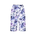 thumbnail image 5 of TEAJOPSUU Bermuda Shorts for Women Knee Length Side Slit Comfy Linen Shorts Casual Summer Boho Print Beach Short with Pockets D-Purple, 5 of 5