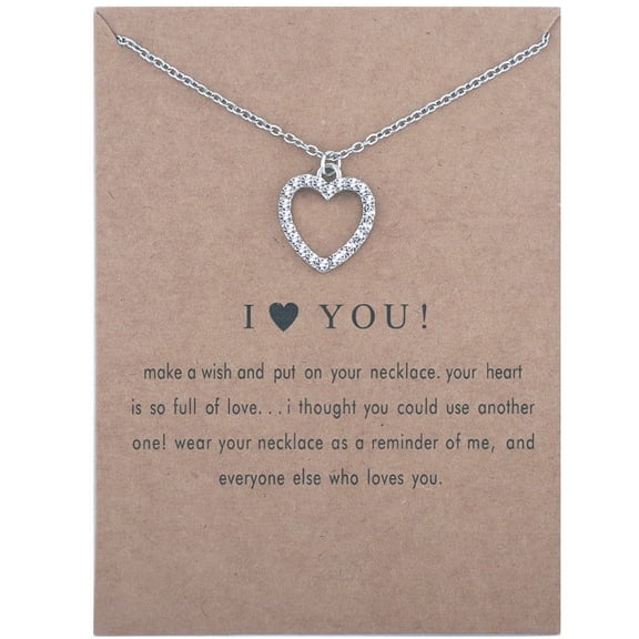 HOARBOEG Heart-Shaped Pendant Necklace for Women, Man-Made Cubic Zirconia, Aluminum Alloy Clavicle Chain, Electroplated Jewelry, Mother's Day Gift