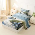 thumbnail image 2 of Castle Fairy Textured Brushstroke Seaside Art Twin Sheets 3pcs,Wooden Boat Sailboat Dune Grass Print Bedding,Sage Azure,1 Fitted Sheet,1 Flat Sheet and 1 Pillowcase, 2 of 6