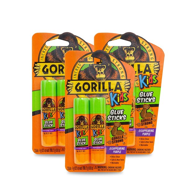 Gorilla 26052013 Glue Sticks, 3Pack, Disappearing Purple, 6 Piece