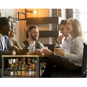 Aiho 3 Pieces Dining Table Set for 2, Counter Height Bar Table Set with Storage Shelves, Pub Table and Padded Chairs for Kitchen, Dining Room - Retro
