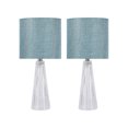 thumbnail image 1 of Grandview Gallery 16 Inch Glass Lamp w/ Turquoise Linen Shade, Set of 2, 1 of 9