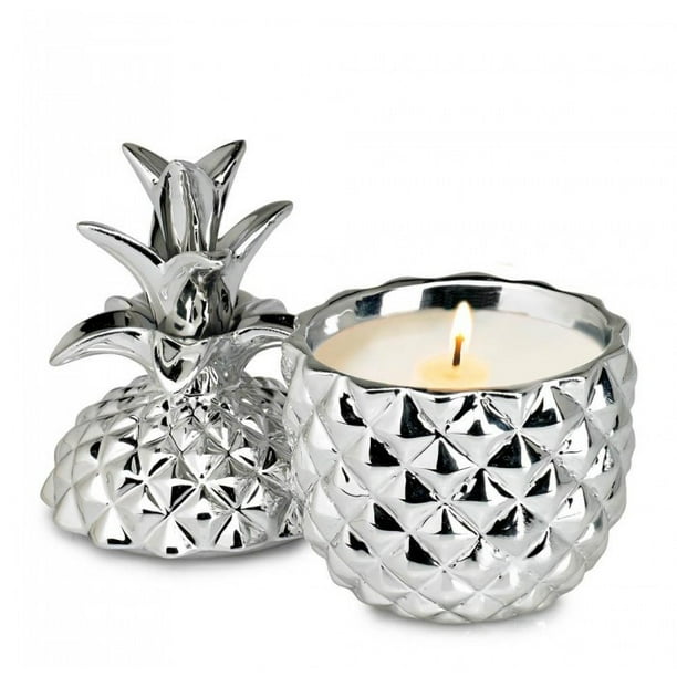 Home Silver Ceramic Pineapple Candle