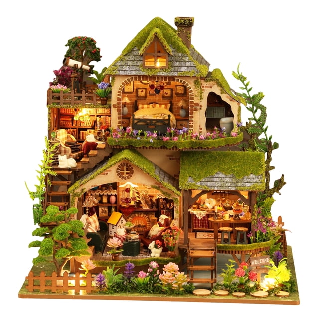Kit de casa en miniatura RHZN Forest Adventure con luz LED