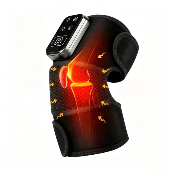 Heated Knee Massager, Vibration Knee Heating Pad, 2000mAh Cordless Knee Brace with 3 Heat Level 3 Vibration for Joint Stress, Perfect Gifts for Family Friends