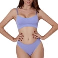 thumbnail image 1 of Conjunto de lencería sin costuras de 2 piezas con cuello en U para mujer: sujetador halter de cintura alta y braguitas, nailon/spandex, ropa de dormir/noche sexy, 1 of 4