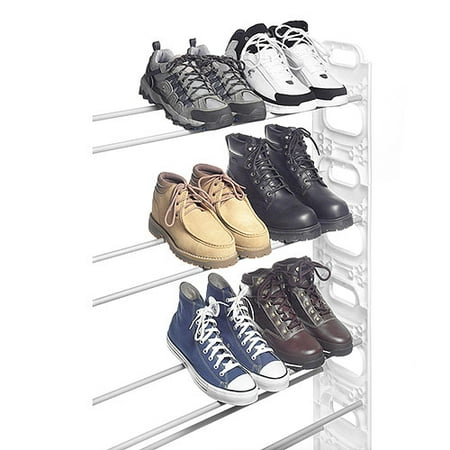 Whitmor 50 Pair Shoe Tower - 10-Tier - Shoe Rack - White