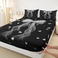 thumbnail image 4 of Erosebridal Dreamy Grey Bow Tie Bed Sheets 4pcs for Girls,Kids Teens Cartoon Love Heart King Sheets,Luxury Bedroom Decor, 4 of 5