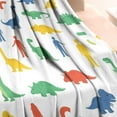 thumbnail image 3 of White Cartoon Dinosaurs Figures Pattern Blanket,Comfortable Soft Flannel Throw Blanket,All Season,Warm Lightweight Blankets for Sofa Bed Couch Living Room Chair,30"x40", 3 of 4