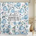 thumbnail image 2 of Fall Thanksgiving Blue Pumpkin Floral Shower Curtain 72 W x84 H Inch Leaves Pink Flower Shower Curtain Autumn Polyester Fabric Bathroom Bath Home Decor Waterproof Weighted with Hooks, 2 of 5