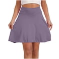 thumbnail image 2 of Tqcoqu Women's Pleated Tennis Skirts Double Ruffle Athletic Skirt with 2 Pockets High Waisted Tummy Control Skorts,Purple,Women's S-XXL, 2 of 6