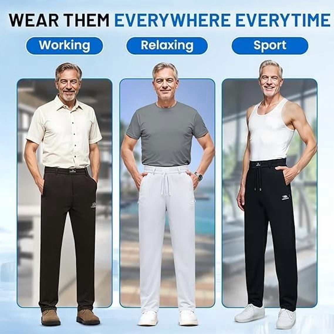 Ice Silk Mesh Panel Casual Pants, Comfort for Man Over 55, Stretch Breathable Quick Drying Pant with Pockets