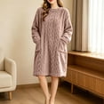 thumbnail image 4 of yillto Women Fleece Nightgowns Long Sleeve Plush Loungewear Sherpa Fuzzy Pajamas Pants 2 Piece, 4 of 7
