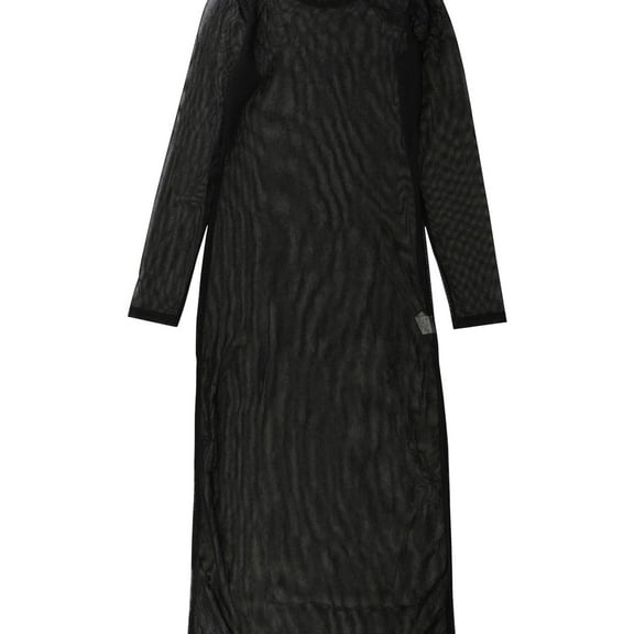 Glam Womens Mesh Midi Dress, Black, Small