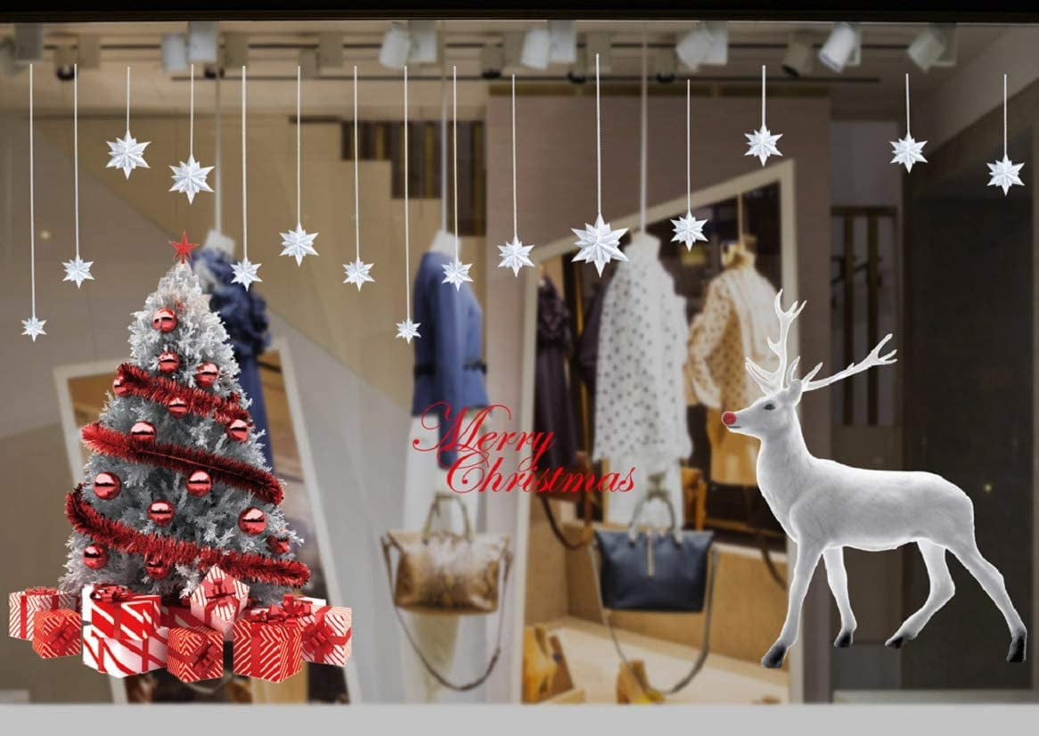 Autocollants Noël Pour Fenêtre - Couronne, Père Noël, Stickers PVC