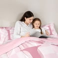 thumbnail image 5 of Erosebridal Letter H Monogrammed 7pcs Bedding Comforter Set,Modern Geometric Pattern Queen Bedding Sets For Kids Girls,Reversible pink, 5 of 7