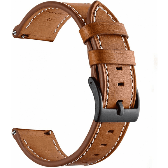 XIHAMAGalaxy Watch 4 Band 40mm 44mm/Galaxy Watch 4 Classic 46mm 42mm Bands, 20mm Leather Wristband Strap Women Men for Samsung Galaxy Watch Active 2/Watch 42mm/3 41mm Band - Brown