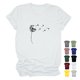 thumbnail image 2 of Camiseta de manga corta con cuello redondo para mujer, estampado lindo, informal, transpirable, camisetas para el trabajo, cita, salida nocturna diaria, blanco (estampado negro) M, 2 of 4