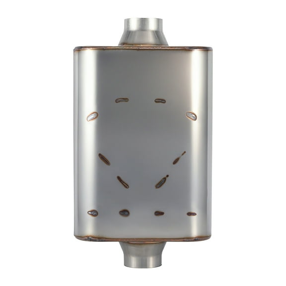 Universal Muffler Single chamber 409 Stainless Steel Performance Muffler for Cars Trucks, 2.5" Inlet/Outlet, Overall Length 17"