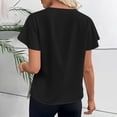 thumbnail image 4 of Xdegoge Chiffon Blouses for Women Split V Neck Short Flutter Sleeve Dressy office Workwear Loose Fit Solid Pattern Lightweight Flowy Spring Summer Tops, 4 of 6