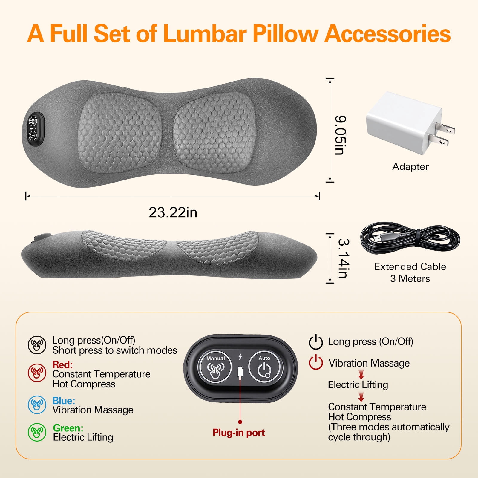 Triple Fusion Back Massager, 2026 New Triple Fusion Massager for Sciatica, with Electric Traction Lifting & Heat Compress, All-Round Support, Relieve Neck/Shoulder Discomfort