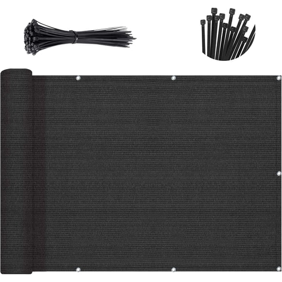 SUNNY GUARD 3'x10' Black Balcony Privacy Screen Fence, Apartments Railing Screen, Heavy Duty Wind Screen for Outdoor,Backyard,Patio,Deck Privacy(We Make Custom Sizes)