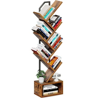 ZXNYH Wisdom Tree Bookshelf with Lights, Desktop Wooden Book Stand