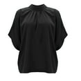 thumbnail image 4 of Womens Summer Tops Fashion Solid Temperament Loose Short Sleeve Plus Size Womens Clothing,Black,XL, 4 of 5