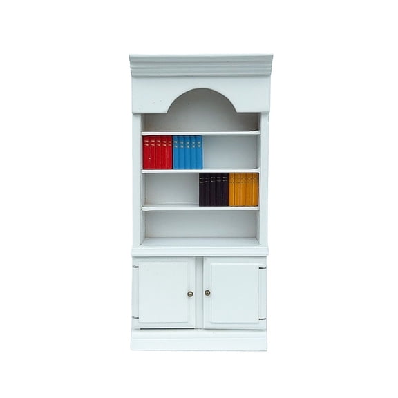 1/12 Doll House Miniature Wooden Bookcase With Small Books For Study Room Scene Display Setting Landscape Accessories