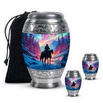 Yatskia Colorful Cowboy Mini Cremation Urns for Ashes Adult Mother and Father, Large Memorial Urn for Human Ashes Adult, (Monar 10 Inch and 3 Inch)