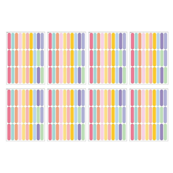 8 hojas de pegatinas de pared coloridas para dormitorio infantil, calcomanías decorativas extraíbles para pared.