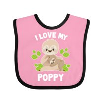 Inktastic Cute Sloth I Love My Poppy with Green Leaves Boys or Girls Baby Bib