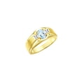 thumbnail image 3 of RYLOS Men's Rings 14K Yellow Gold Classic 7X5MM Oval Gemstone & Diamond Ring Aquamarine March Birthstone Rings For Men, Gold Rings Size 8, 3 of 7