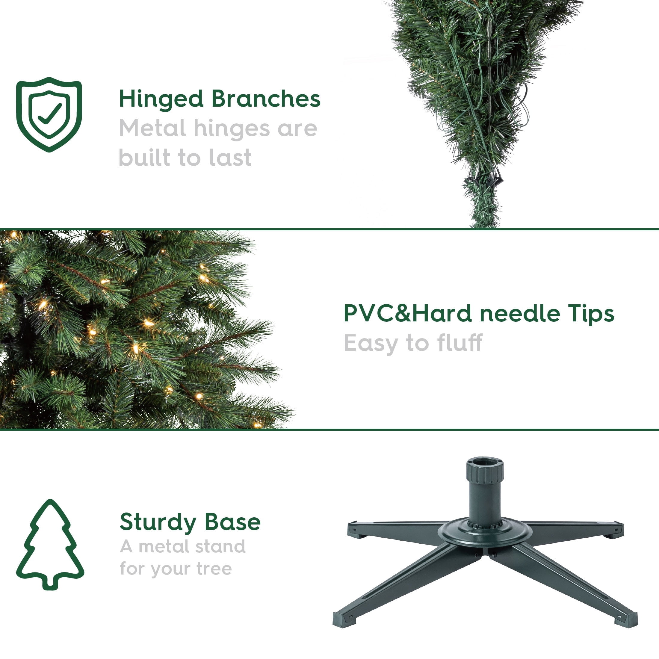 7' Pre-Lit Scottsdale Pine Green Artificial Christmas Tree with 300 Warm White LED Lights, Quick Set, and Stand, by Holiday Time