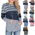 thumbnail image 4 of Sudadera holgada gris para mujer con mangas largas suaves para uso diario, universitario o de citas Sudadera con capucha a rayas, 4 of 6