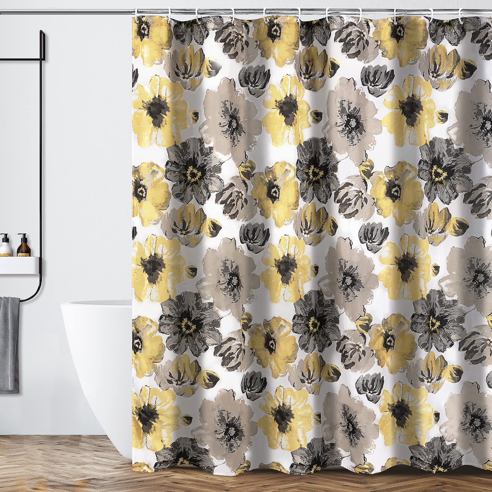 Bathroom Shower Curtain with Hooks Butterfly and Flower Pattern Shower Curtain Liner Fantastic Decorations Waterproof Polyester Fabric Bathroom Shower Curtain Liner with Hooks 72 x 72 