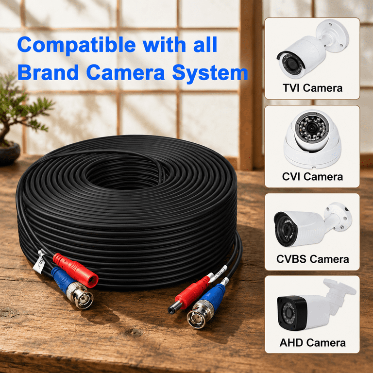 4 PK 200 FT BNC Video Power Security Camera Cable for CCTV DVR Systems ...