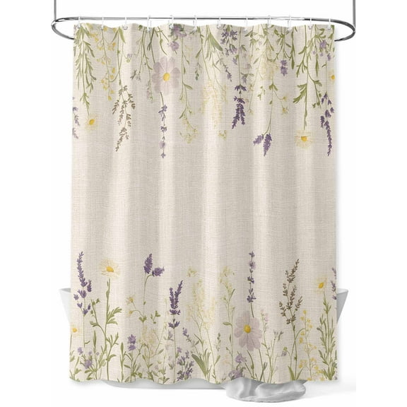 Fsddascl Floral Botanical Shower Curtain Set - 36" x 78" Washable Bathtub Curtain with 12 Hooks, Spring Retro Flowers Waterproof Fabric Stall Shower Curtains for Bathroom/Bathtub Décor