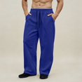 thumbnail image 2 of Babcutegg Mens Fleece Lined Wide Leg Sweatpants Drawstring Waist Loose Fit Casual Athletic Pants with Pockets Size L, 2 of 6