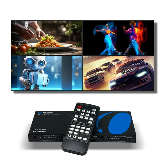 OREI 4K@30hz 4x4 HDMI Matrix w/ Video Wall (Seamless)-HDS-404VW
