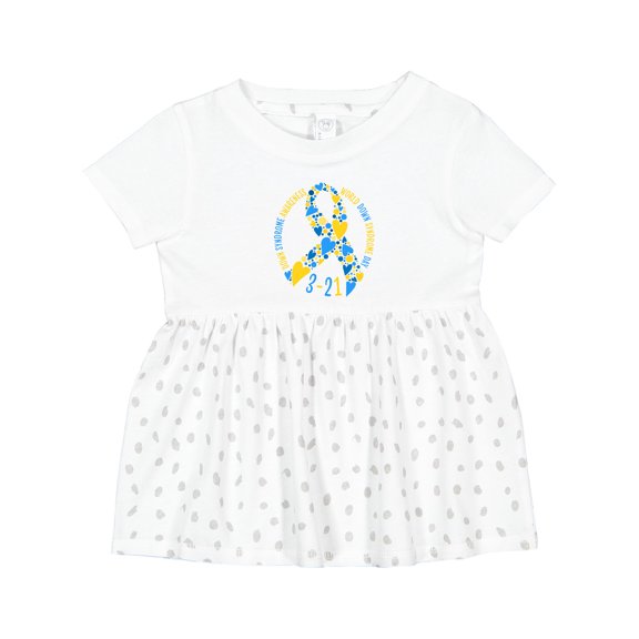 Inktastic World Down Syndrome Day Blue and Yellow Ribbon of Hearts Girls Baby Dress