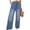 Blue women wide leg pants with pockets a1, variant on Cagogo Women Wide Leg High Waisted Pants with Pockets Casual Loose Jeans Long Trousers for Party Work Beach, Blue L
