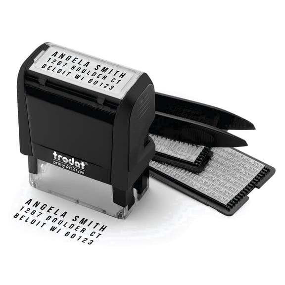 Trodat Printy 4912 Self-Inking Do-It-Yourself (DIY) 4 Line Custom Stamp Kit with Black Ink, Impression Size: 3/4” x 1-7/8”