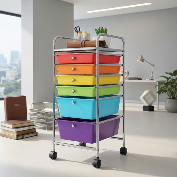 GVN 6 Drawers Rolling Storage Cart Organizer-Multicolor